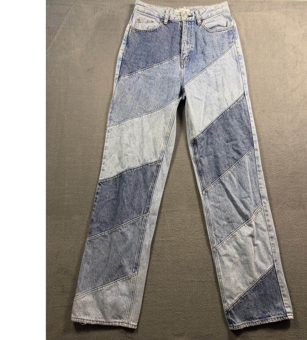 PacSun High Rise Two Tone Colorblock Patchwork Seam Straight Leg Denim Jeans 27